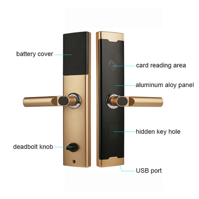 Staineless Steel Gold Color Hotel Smart Card Door Locks for Hotel Apartment Office