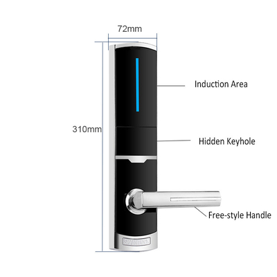 310*72mm Zinc Alloy Hotel Electronic Smart Door Locks with RFID Card and Mechanical Key