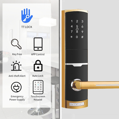 Gold Color Remotely Control Smart Keypad Door Lock with TTlock app Card Key