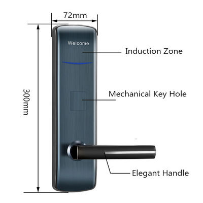 Zinc Alloy Key Card Hotel Electronic Smart Door Locks with Free Management Software