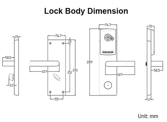 Stainless Steel CE FCC Card Hotel Keyless Digital Door Lock with Eneregy Saving Switch