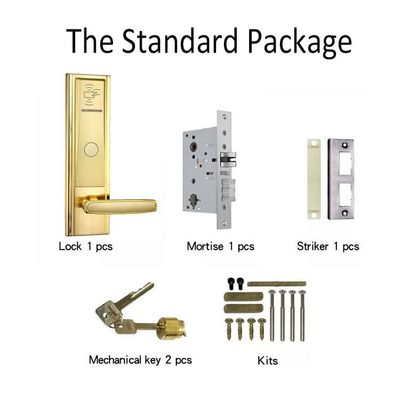 Gold Color Mifare Hotel Key Card Door Locks with Free Management Software System