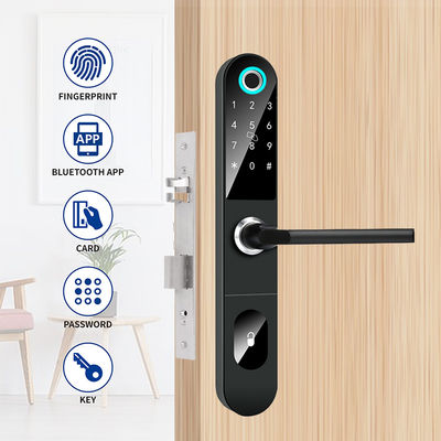 5 In 1 Keyless Fingerprint Aluminum Sliding Door Lock European Standard For Office