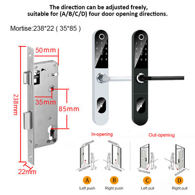 Anti Theft Aluminum Alloy Fingerprint Electronic Smart Door Locks For Room Door