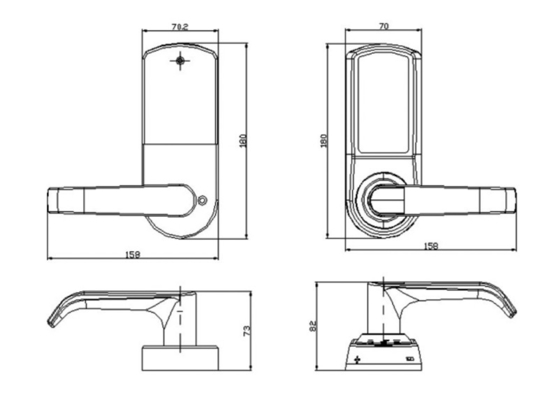 Black Color Aluminum Alloy Hotel Smart Card Door Locks with Free PC Software