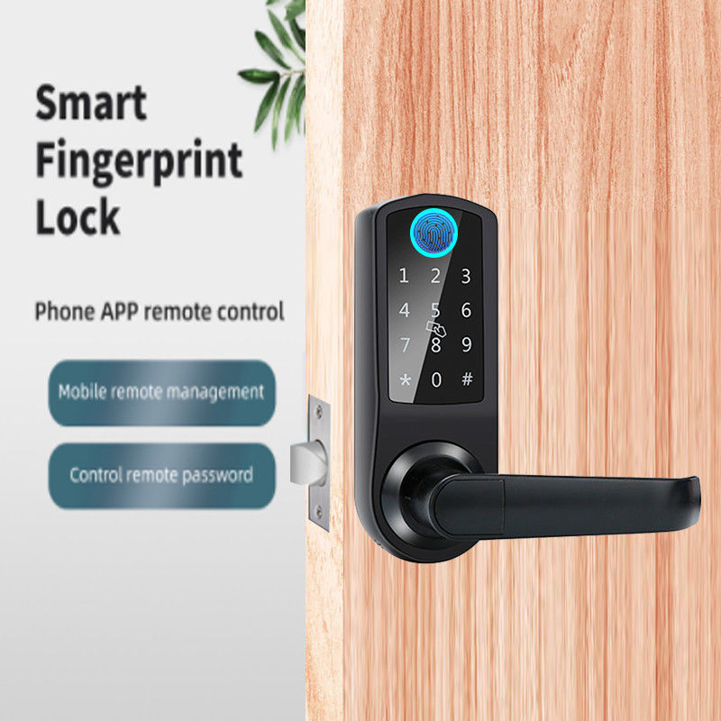 Passcode 180mm Alkaline Smart Fingerprint Door Lock Commercial Wireless
