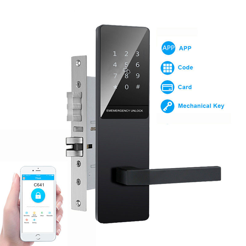 Black Color Touch Keypad Apartment Smart Door Lock for Front Door