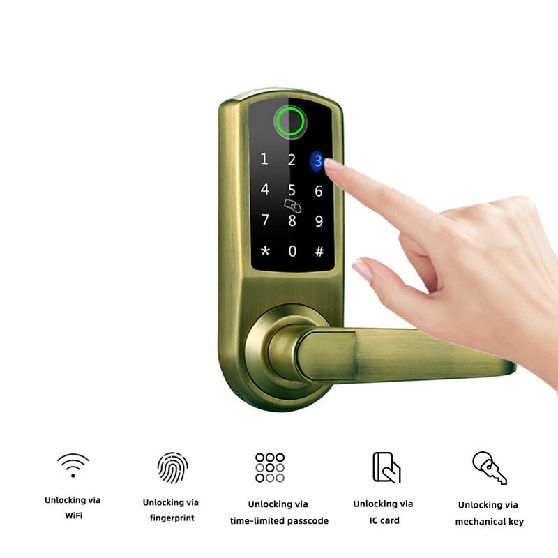 FCC Bluetooth Electronic Smart Door Locks 6V App 120mm Thickness