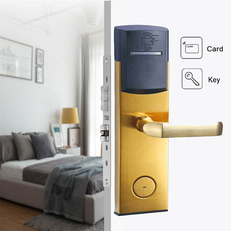 FCC Hotel Key Card Lock 285×77mm Room SUS304 Anti Rust Golden Color