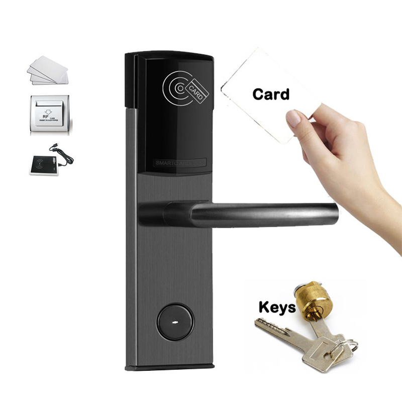 Stainless Steel Hotel Keyless Locks DC6V RFID Card Smart Locks 4AA Alkaline