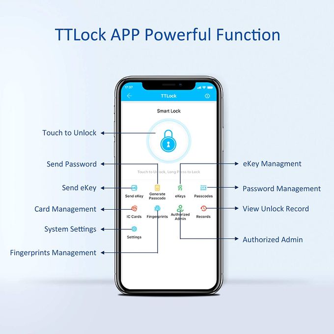 Smart 38mm App Controlled Door Locks 6V App Password Lock